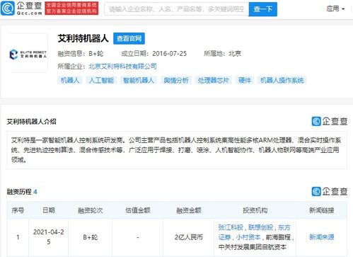 智能機器人控制系統研發商艾利特機器人完成B輪融資，投資方含聯想創投